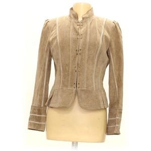Corset style hook leather jacket